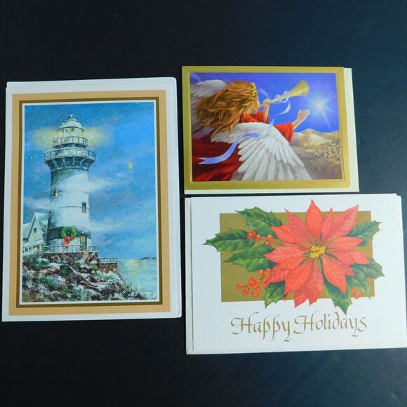 Lot of 25 Christmas Greeting Holiday Cards Unused, Envelopes Multiple Designs - Picture 3 of 16